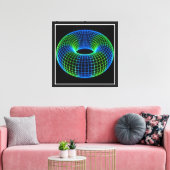 Neon Draadframe Torus Canvas Afdruk (Insitu (Woonkamer))