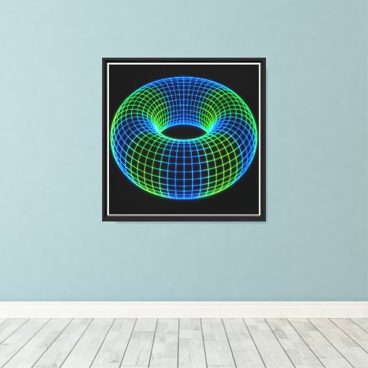 Neon Draadframe Torus Canvas Afdruk (Insitu (Houten vloer))