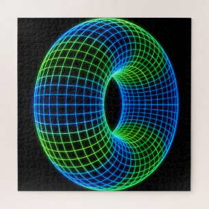 Neon Draadframe Torus Legpuzzel