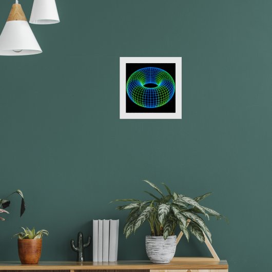 Neon Draadframe Torus Poster (Woonkamer 1)