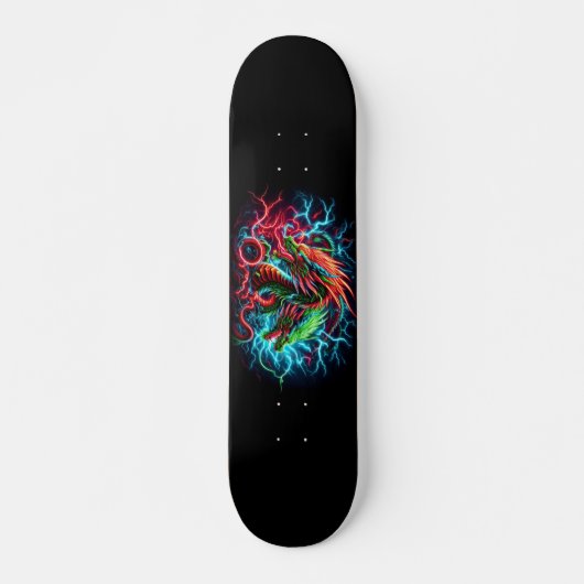neon draak ontwerp persoonlijk skateboard (Voorkant)