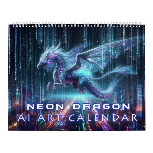 Neon Dragon AI Art Kalender (Hoes)