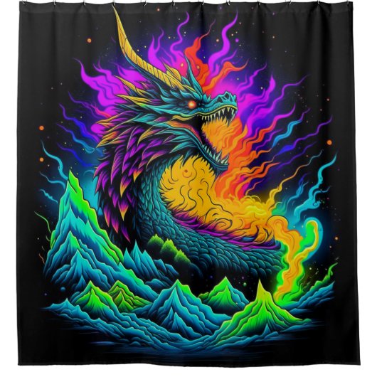 Neon Dragon Douchegordijn (Voorkant)