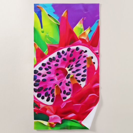 Neon Dragon Fruit Splendor Strandlaken (Voorkant)