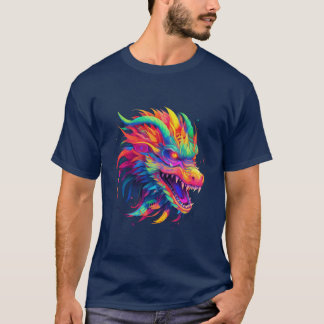 NEON Dragon in heldere, levendige kleuren T-shirt