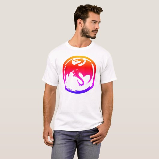 Neon Dragon mannen wit T-shirt (Voorkant volledig)