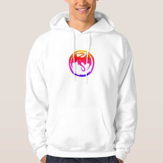 Neon Dragon mannen witte hoodie (Voorkant)