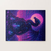 Neon Dragon on Crystal Peak – Synthwave Fantasy Ar Legpuzzel (Horizontaal)