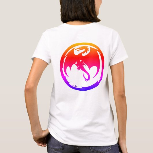 Neon Dragon vrouwen wit T-shirt achterkant (Achterkant)