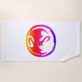 Neon Dragon witte handdoek (Voorkant)