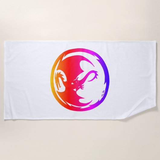 Neon Dragon witte handdoek (Voorkant)