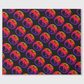 Neon Dragon zwart mat inpakpapier medium (Vlak)