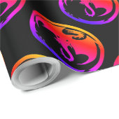 Neon Dragon zwart mat inpakpapier medium (Rol Hoek)