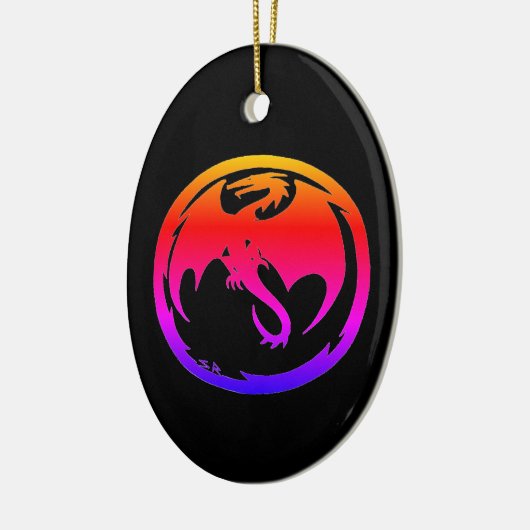 Neon Dragon zwarte keramische versiering Keramisch Ornament (Links)