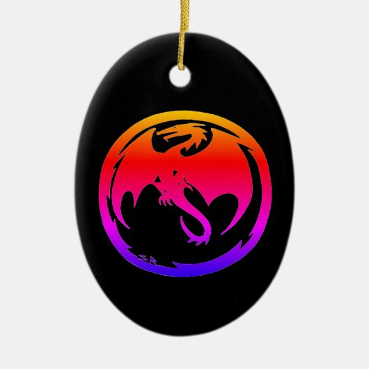 Neon Dragon zwarte keramische versiering Keramisch Ornament (Voorkant)