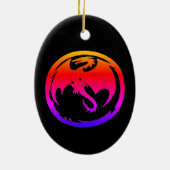 Neon Dragon zwarte keramische versiering Keramisch Ornament (Achterkant)