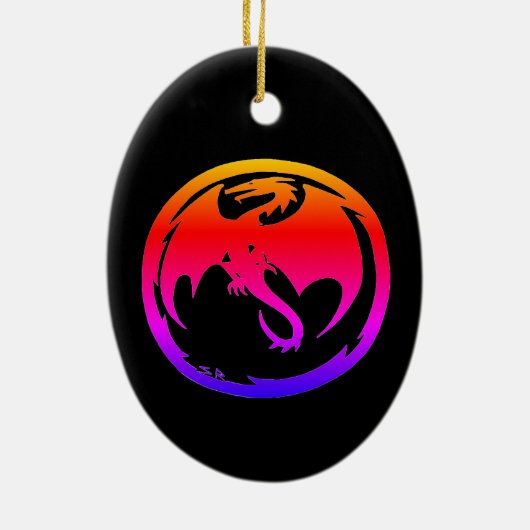 Neon Dragon zwarte keramische versiering Keramisch Ornament (Achterkant)