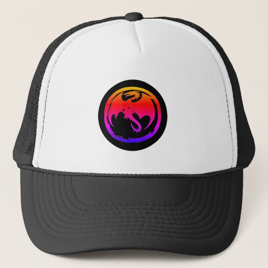 Neon Dragon zwarte vrachtwagenhoed Trucker Pet (Voorkant)