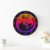 Neon Dragon zwarte wandklok w nummers (Huis)