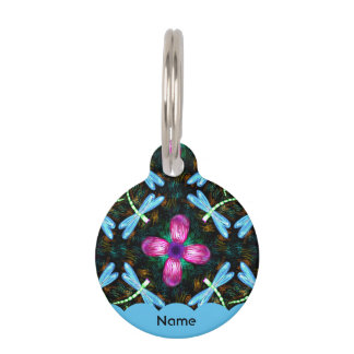 Neon Dragonflies roze ventilator zwarte schimmelpa Huisdierpenning