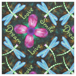 Neon Dragonflies roze ventilator zwarte schimmelpa Stof