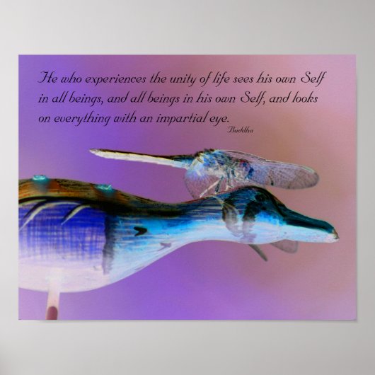 Neon Dragonfly Buddha Unity Quote Inspirerend Poster (Voorkant)
