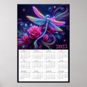 Neon Dragonfly en Rozen 2025 Kalender Poster (Voorkant)