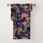 Neon Dragons en Flowers Bad Handdoek (Insitu)