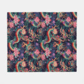 Neon Dragons en Flowers Fleece Deken (Voorkant (Horizontaal))