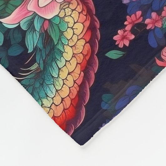 Neon Dragons en Flowers Fleece Deken (Hoek)