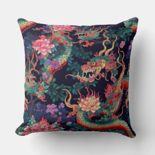 Neon Dragons en Flowers Kussen