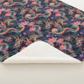 Neon Dragons en Flowers Sherpa Deken (3/4)