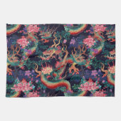 Neon Dragons en Flowers Theedoek (Horizontaal)
