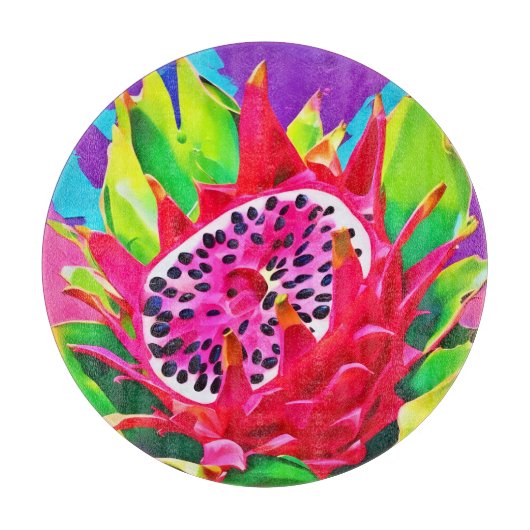 Neon Drakenfruit Pracht Snijplank (Voorkant)