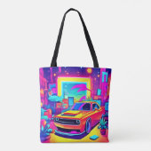 Neon Dream Car Escape Tote Bag (Achterkant)