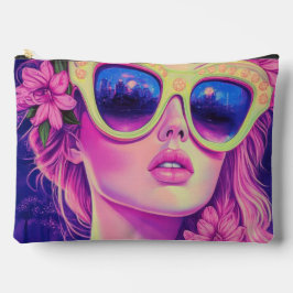 Neon Dream Girl met een bloemenzonnebril Etui