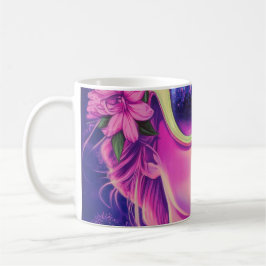 Neon Dream Girl met een bloemenzonnebril Koffiemok