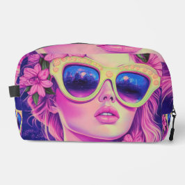 Neon Dream Girl met een bloemenzonnebril Toilettasje