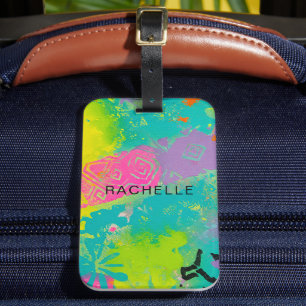Neon Dreams Abstract Bagagelabel