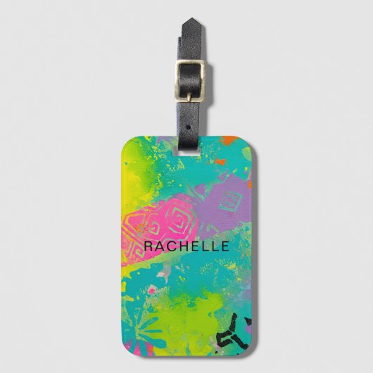 Neon Dreams Abstract Bagagelabel (Voorkant (verticaal))