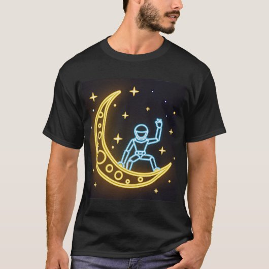 Neon Dreams: Astronaut op de Maan T-shirt (Voorkant)