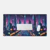 Neon Dreams: een futuristisch stadsbeeld Bureaumat (Keyboard & Muis)