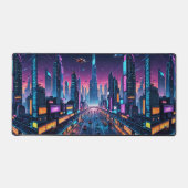 Neon Dreams: een futuristisch stadsbeeld Bureaumat (Voorkant)