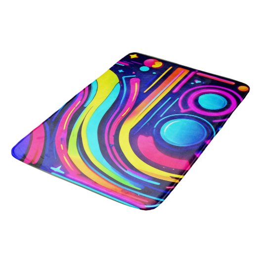 Neon Dreams: een psychedelische digitale odyssee Badmat (Gekanteld)