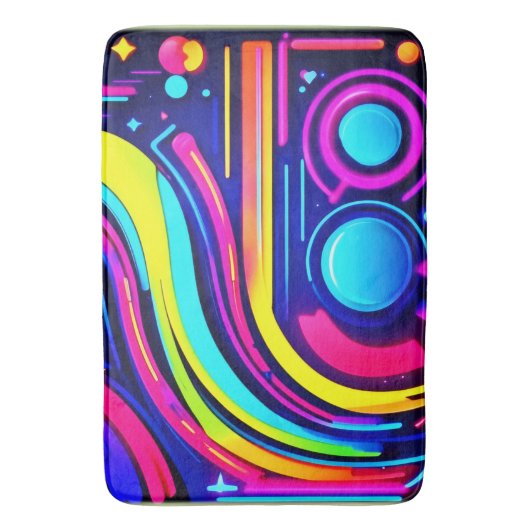 Neon Dreams: een psychedelische digitale odyssee Badmat (Voorkant Verticaal)
