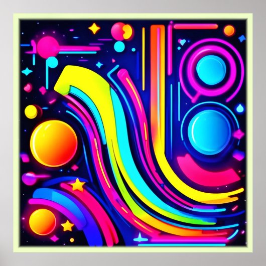 Neon Dreams: een psychedelische digitale odyssee Poster (Voorkant)