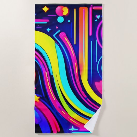 Neon Dreams: een psychedelische digitale odyssee Strandlaken (Voorkant)