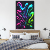 Neon Dreams II Abstract Canvas | Chrome Wall Art (Insitu (Slaapkamer))