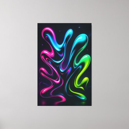 Neon Dreams II Abstract Canvas | Chrome Wall Art (Voorkant)