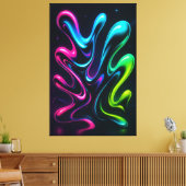 Neon Dreams II Abstract Canvas | Chrome Wall Art (Insitu (Woonkamer))